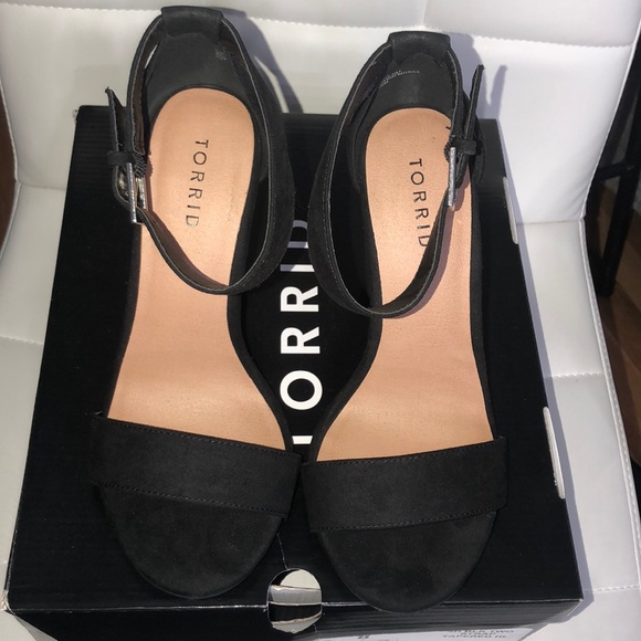 Torrid - Black Faux Suede Ankle Strap Tapered Heel - Picture 2 of 6